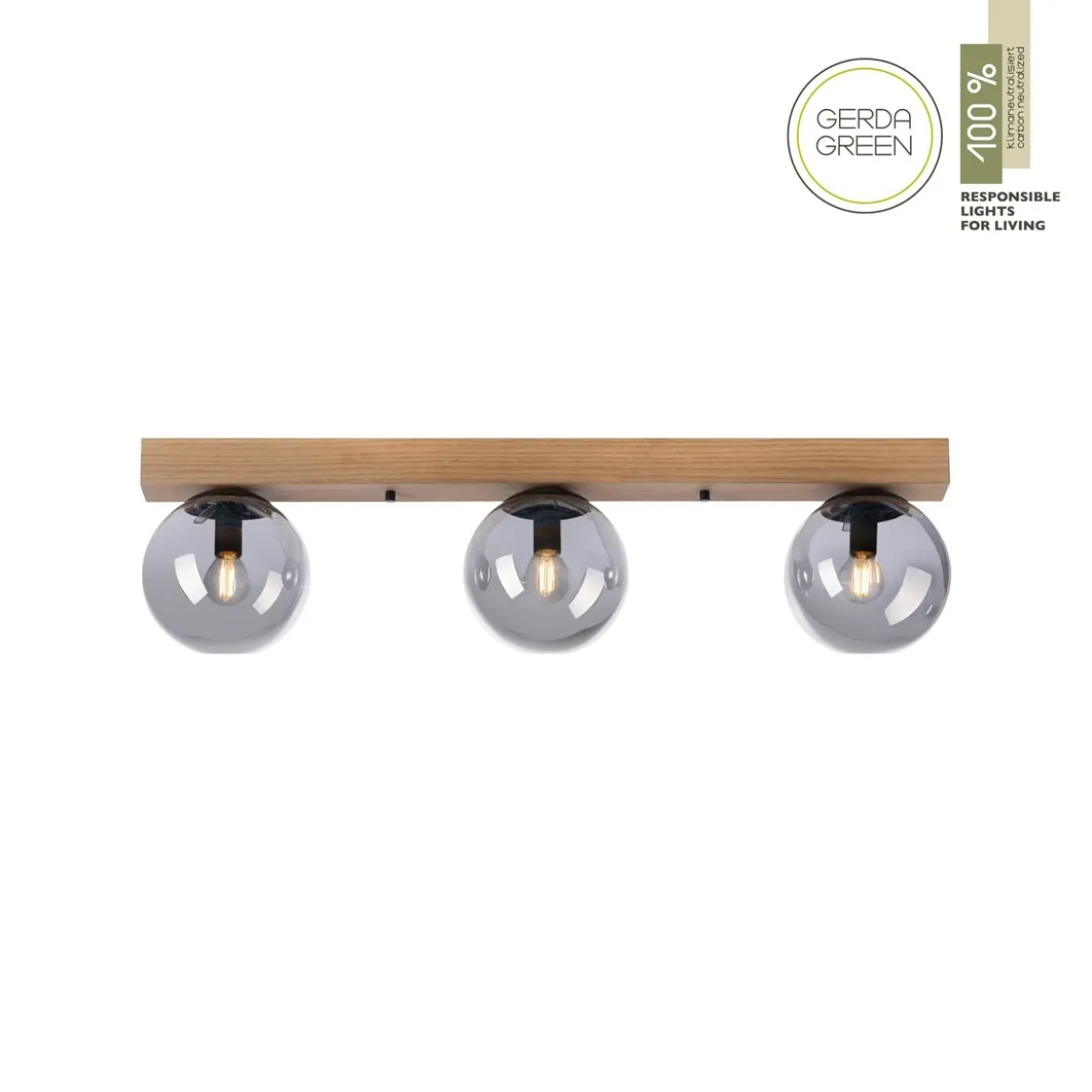 JUST LIGHT 11399-79 Green Widow LED Deckenleuchte 3 flammig Holz rauchfarben