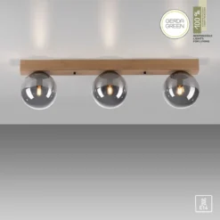JUST LIGHT 11399-79 Green Widow LED Deckenleuchte 3 flammig Holz rauchfarben