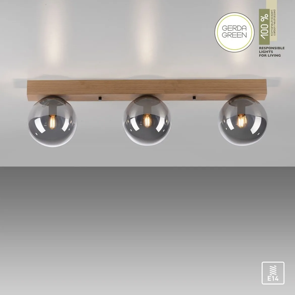 JUST LIGHT 11399-79 Green Widow LED Deckenleuchte 3 flammig Holz rauchfarben