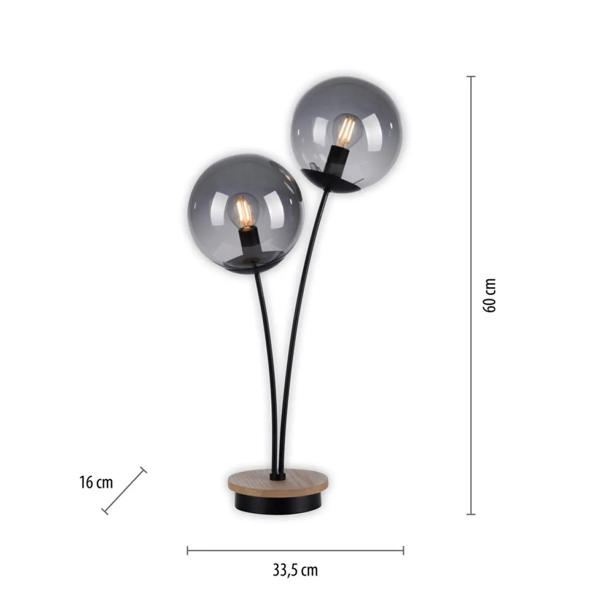 JUST LIGHT 11390-79 Green Widow LED Tischleuchte 2-flammig Holz rauchfarben