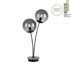 JUST LIGHT 11390-79 Green Widow LED Tischleuchte 2-flammig Holz rauchfarben