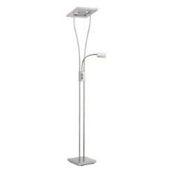 JUST LIGHT 11776-55 HELIA LED Stehleuchte eckig mit Lesearm 3000K dimmbar stahlarben