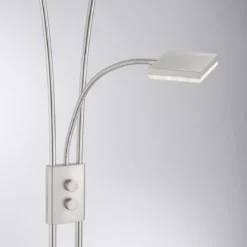 JUST LIGHT 11776-55 HELIA LED Stehleuchte eckig mit Lesearm 3000K dimmbar stahlarben
