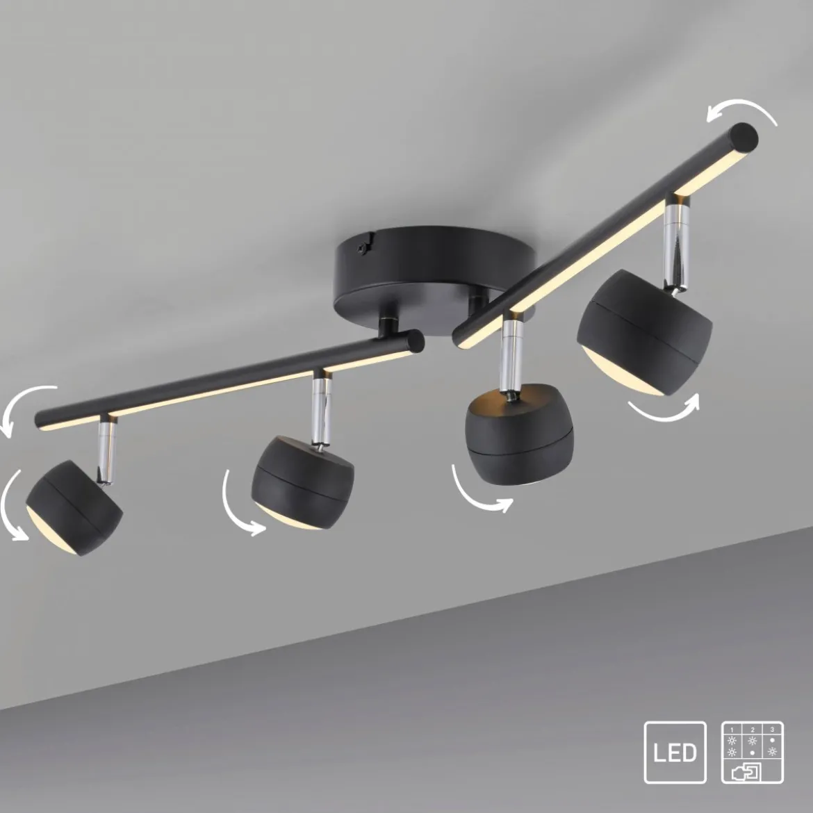 JUST LIGHT 11402-18 JARIK Deckenleuchte 4-flammig schwarz 3000K
