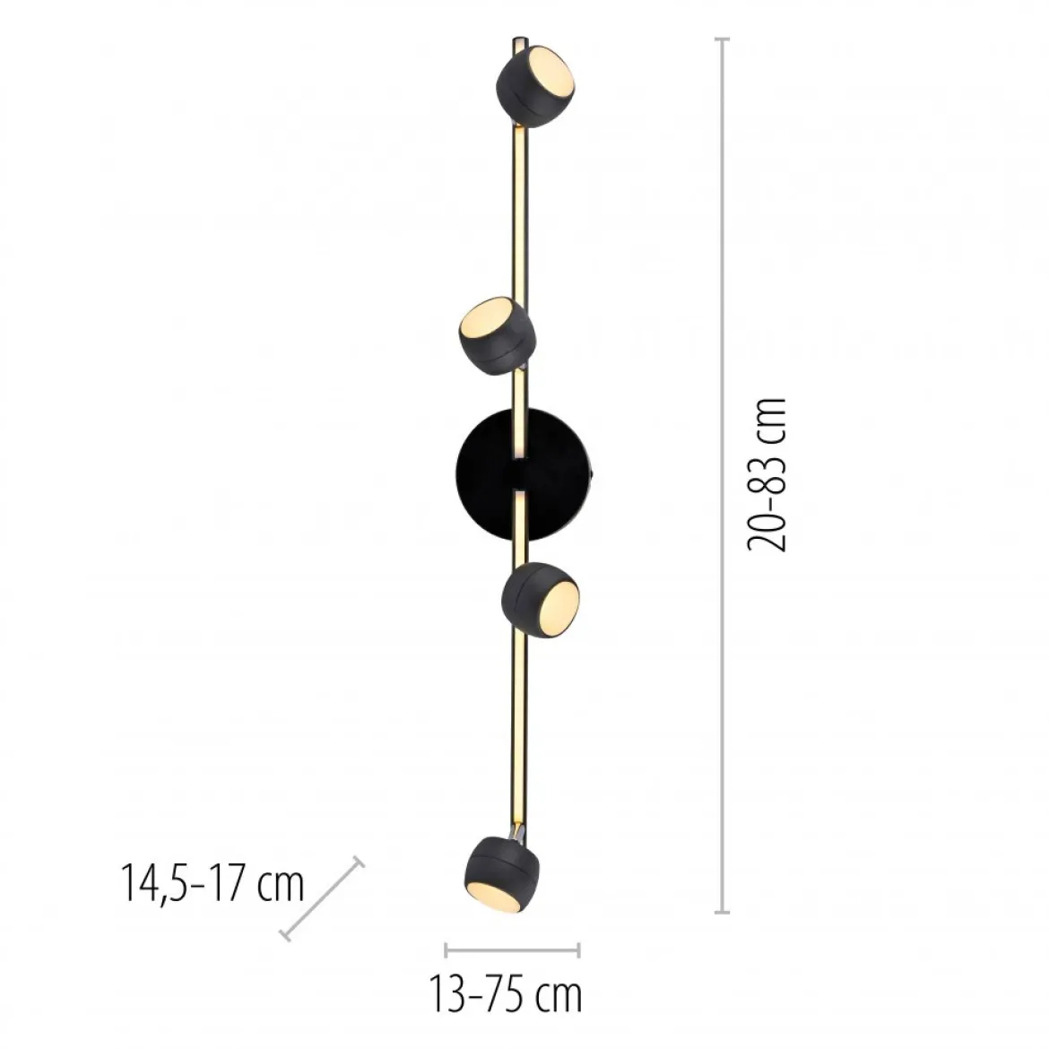 JUST LIGHT 11402-18 JARIK Deckenleuchte 4-flammig schwarz 3000K