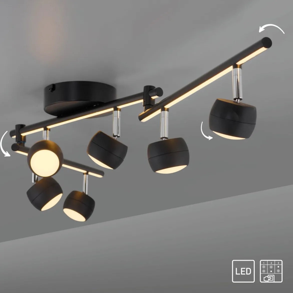 JUST LIGHT 11403-18 JARIK Deckenleuchte 6-flammig schwarz 3000K