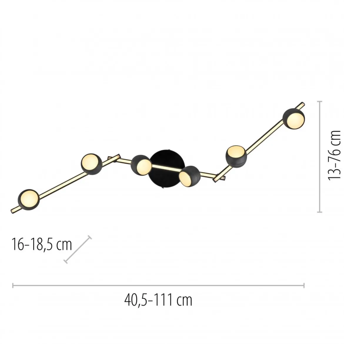 JUST LIGHT 11403-18 JARIK Deckenleuchte 6-flammig schwarz 3000K