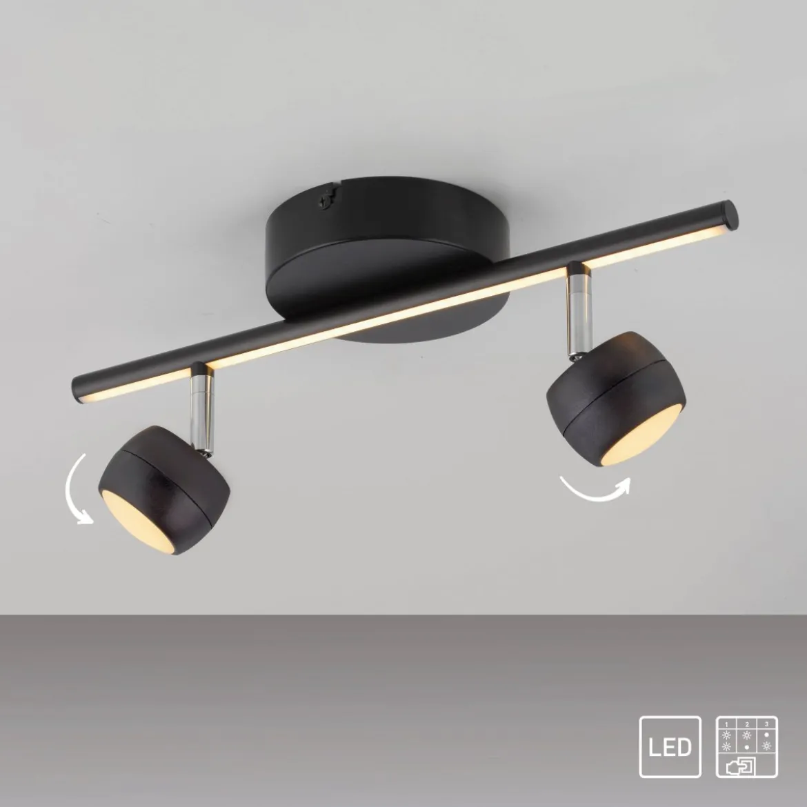 JUST LIGHT 11401-18 JARIK Deckenleuchte 2-flammig schwarz 3000K