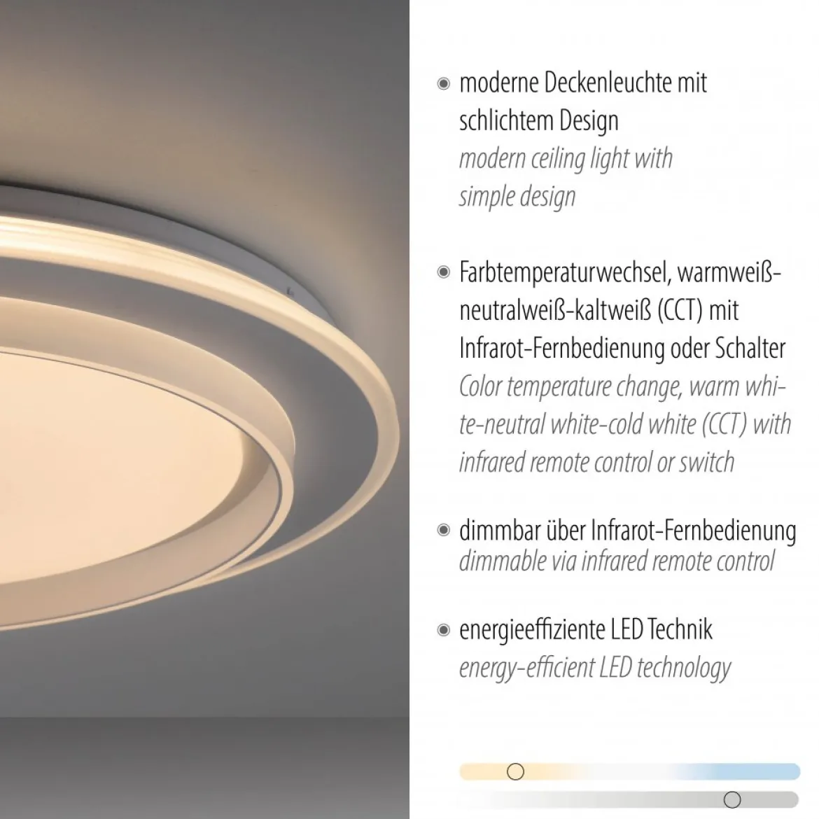 JUST LIGHT 14297-16 LAGO Deckenleuchte weiss CCT-Farbsteuerung