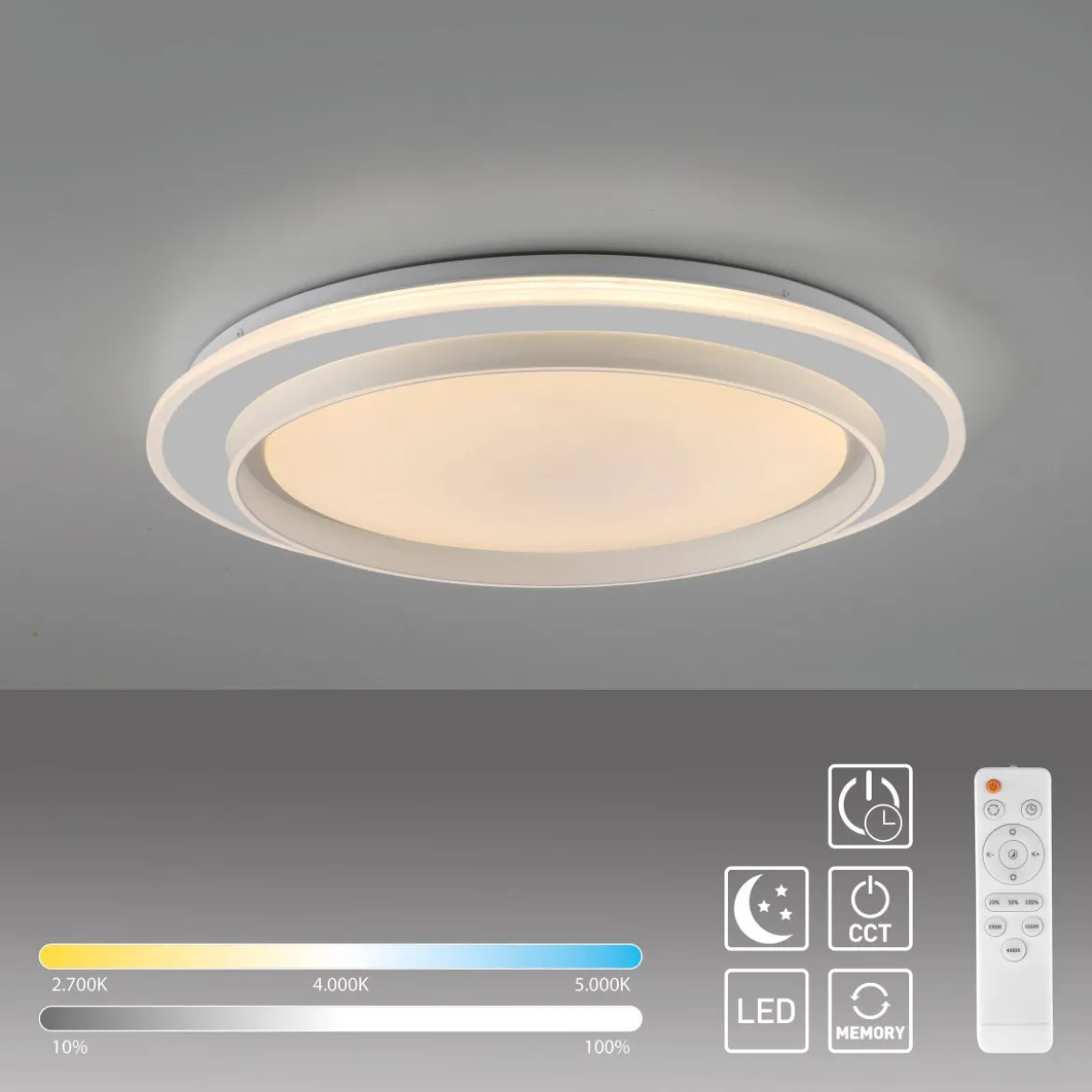JUST LIGHT 14297-16 LAGO Deckenleuchte weiss CCT-Farbsteuerung