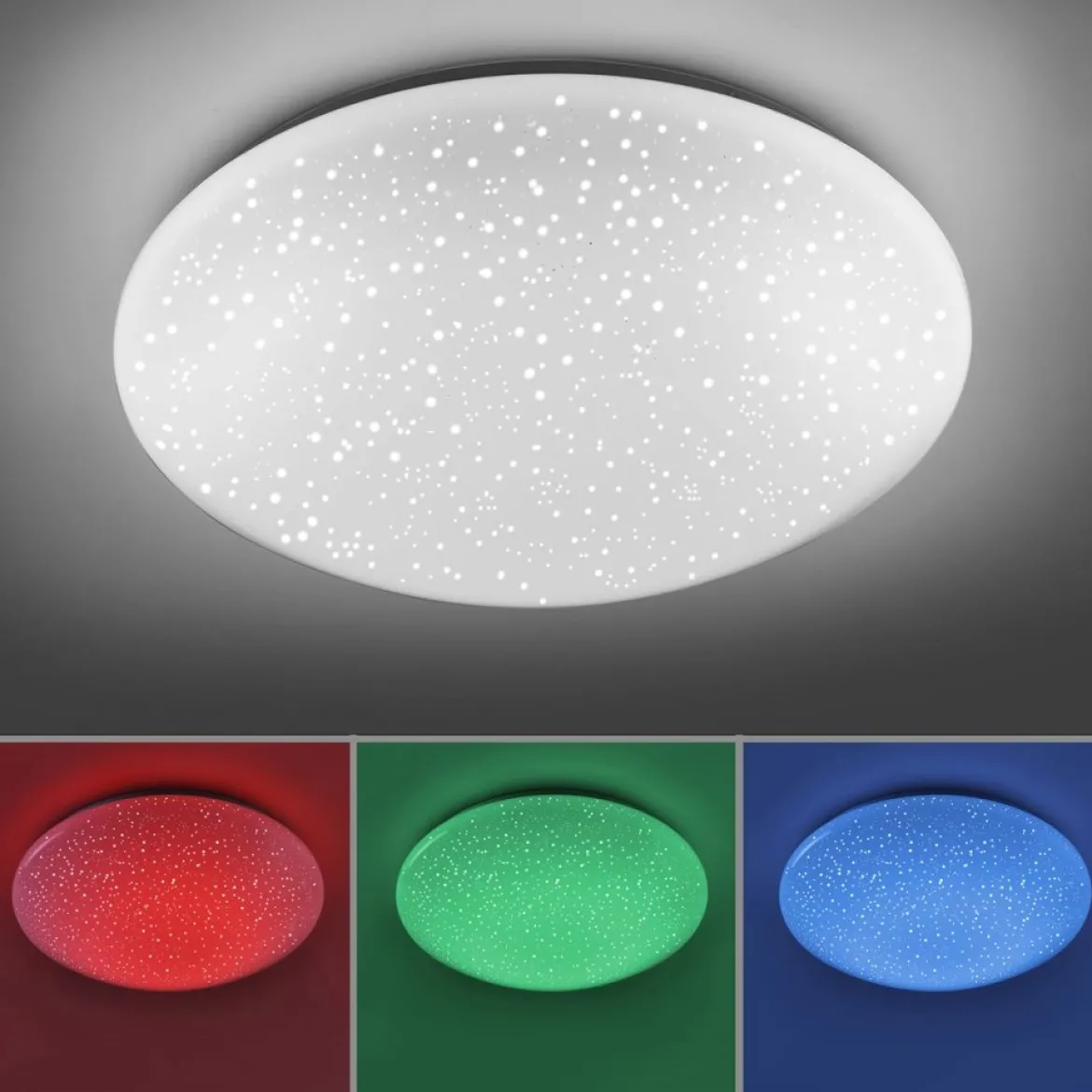 JUST LIGHT 14242-16 LED Deckenleuchte SKYLER weiß rund 39cm Sternenhimmel RGBW