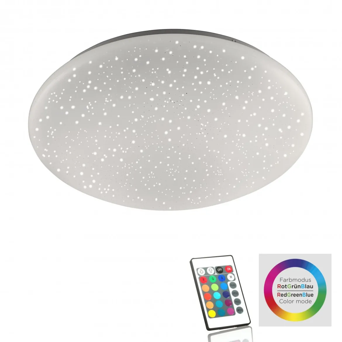 JUST LIGHT 14242-16 LED Deckenleuchte SKYLER weiß rund 39cm Sternenhimmel RGBW