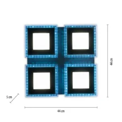JUST LIGHT 14511-18 LED Deckenleuchte ACRI schwarz RGBW 44x44cm