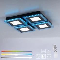 JUST LIGHT 14511-18 LED Deckenleuchte ACRI schwarz RGBW 44x44cm