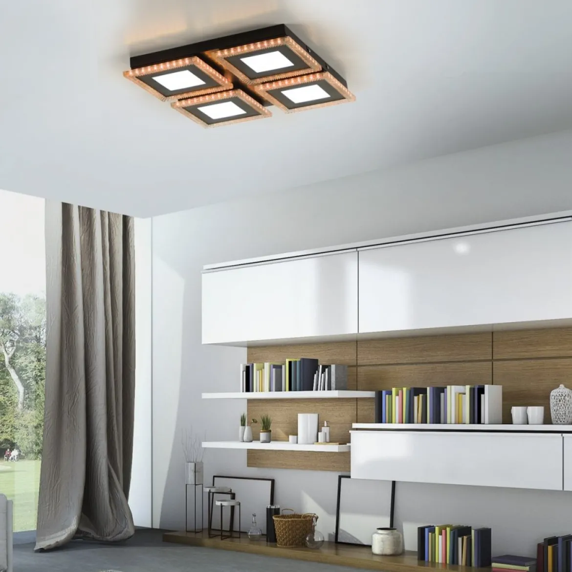 JUST LIGHT 14511-18 LED Deckenleuchte ACRI schwarz RGBW 44x44cm