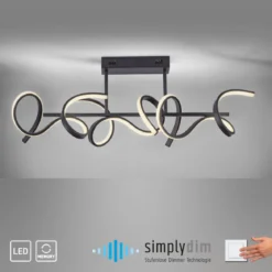 JUST LIGHT 19032-18 LED Deckenleuchte CURLS schwarz 3000K Simply Dim
