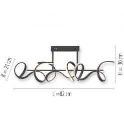 JUST LIGHT 19032-18 LED Deckenleuchte CURLS schwarz 3000K Simply Dim