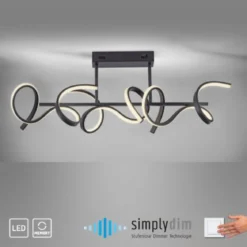 JUST LIGHT 19032-18 LED Deckenleuchte CURLS schwarz 3000K Simply Dim