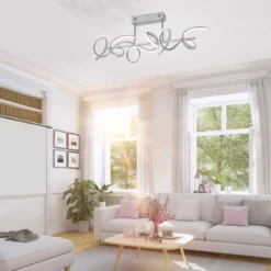 JUST LIGHT 19032-21 LED Deckenleuchte CURLS silberfarben 3000K Simply Dim