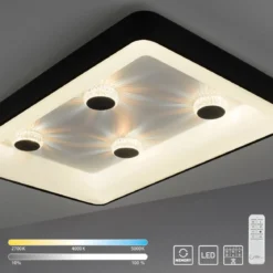 JUST LIGHT 14385-18 LED Deckenleuchte Vertigo Kristalleffekte rechteckig schwarz CCT