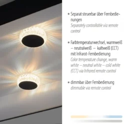JUST LIGHT 14385-18 LED Deckenleuchte Vertigo Kristalleffekte rechteckig schwarz CCT