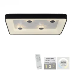 JUST LIGHT 14385-18 LED Deckenleuchte Vertigo Kristalleffekte rechteckig schwarz CCT