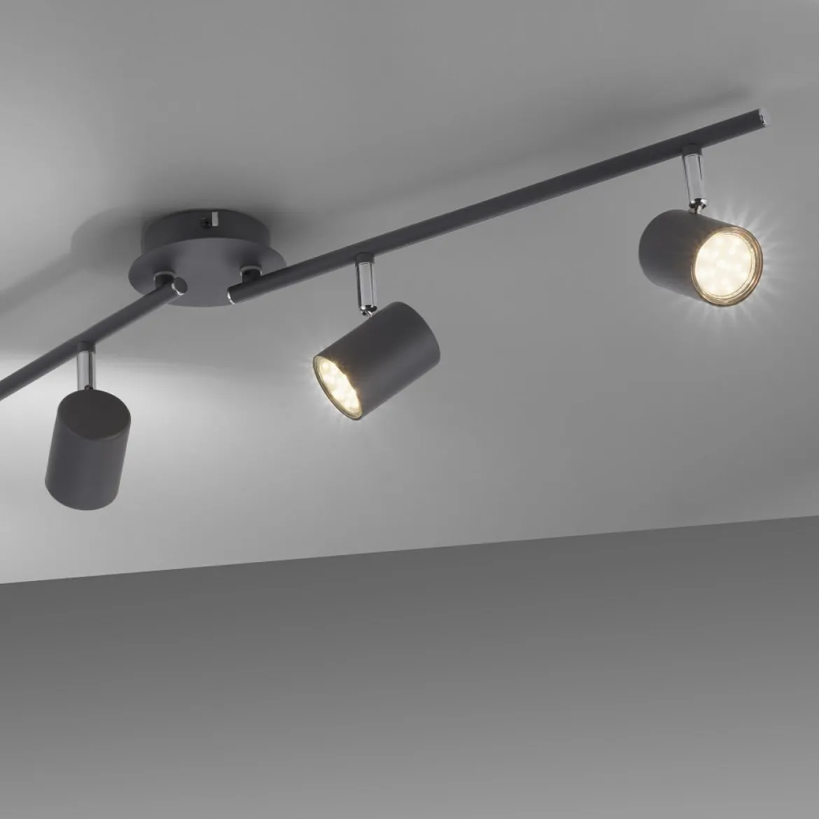 JUST LIGHT 11944-13 LED Deckenleuchte Tarik 4-flammig 3000K GU10 Anthrazit