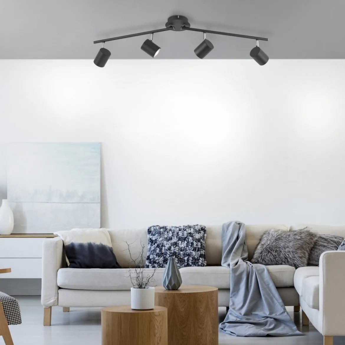 JUST LIGHT 11944-13 LED Deckenleuchte Tarik 4-flammig 3000K GU10 Anthrazit