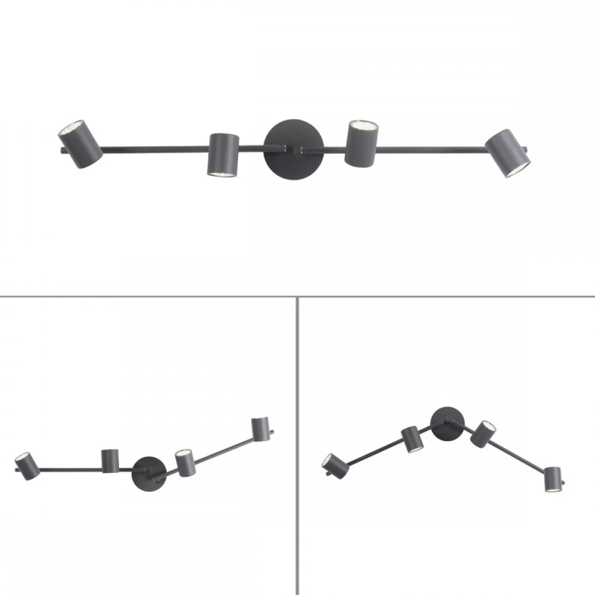 JUST LIGHT 11944-13 LED Deckenleuchte Tarik 4-flammig 3000K GU10 Anthrazit