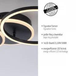 JUST LIGHT 14116-18 LED Deckenleuchte SEVENT rund schwarz schwenkbar