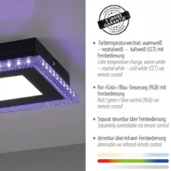 JUST LIGHT 14512-18 LED Deckenleuchte ACRI schwarz RGBW 44x20cm