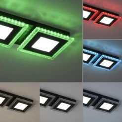 JUST LIGHT 14512-18 LED Deckenleuchte ACRI schwarz RGBW 44x20cm