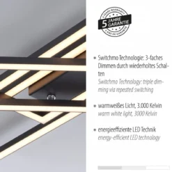 JUST LIGHT 14697-18 LED Deckenleuchte IVEN schwarz 3000K dimmbar