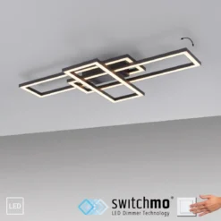 JUST LIGHT 14697-18 LED Deckenleuchte IVEN schwarz 3000K dimmbar