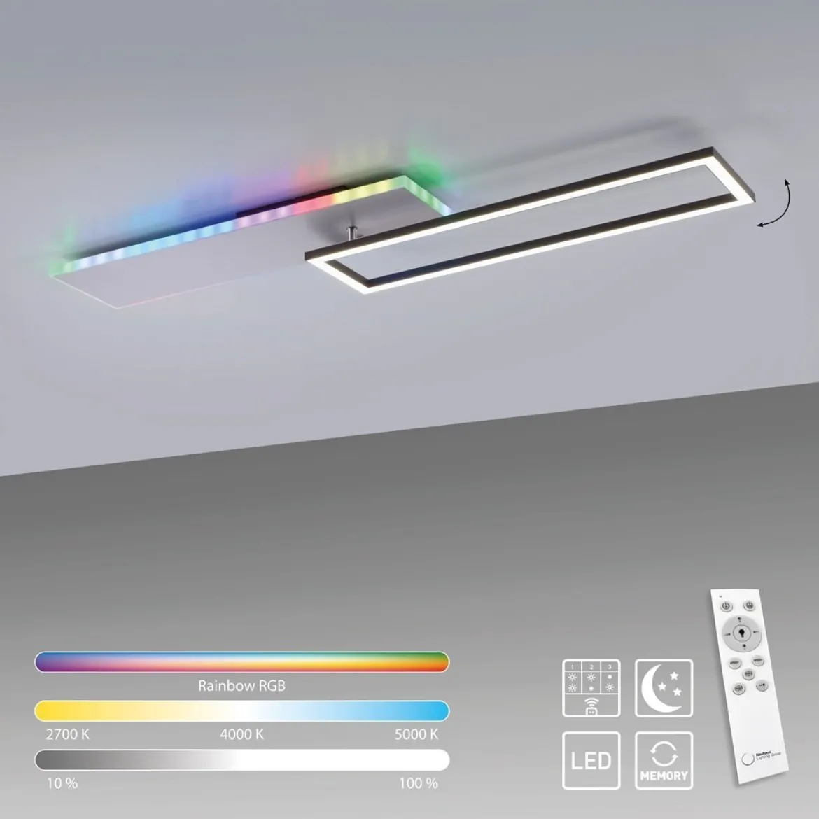 JUST LIGHT 11326-95 LED Deckenleuchte aluminium CCT Rainbow RGB