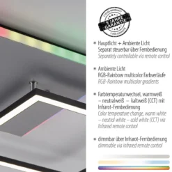 JUST LIGHT 11327-95 LED Deckenleuchte quadratisch aluminium CCT  Rainbow RGB