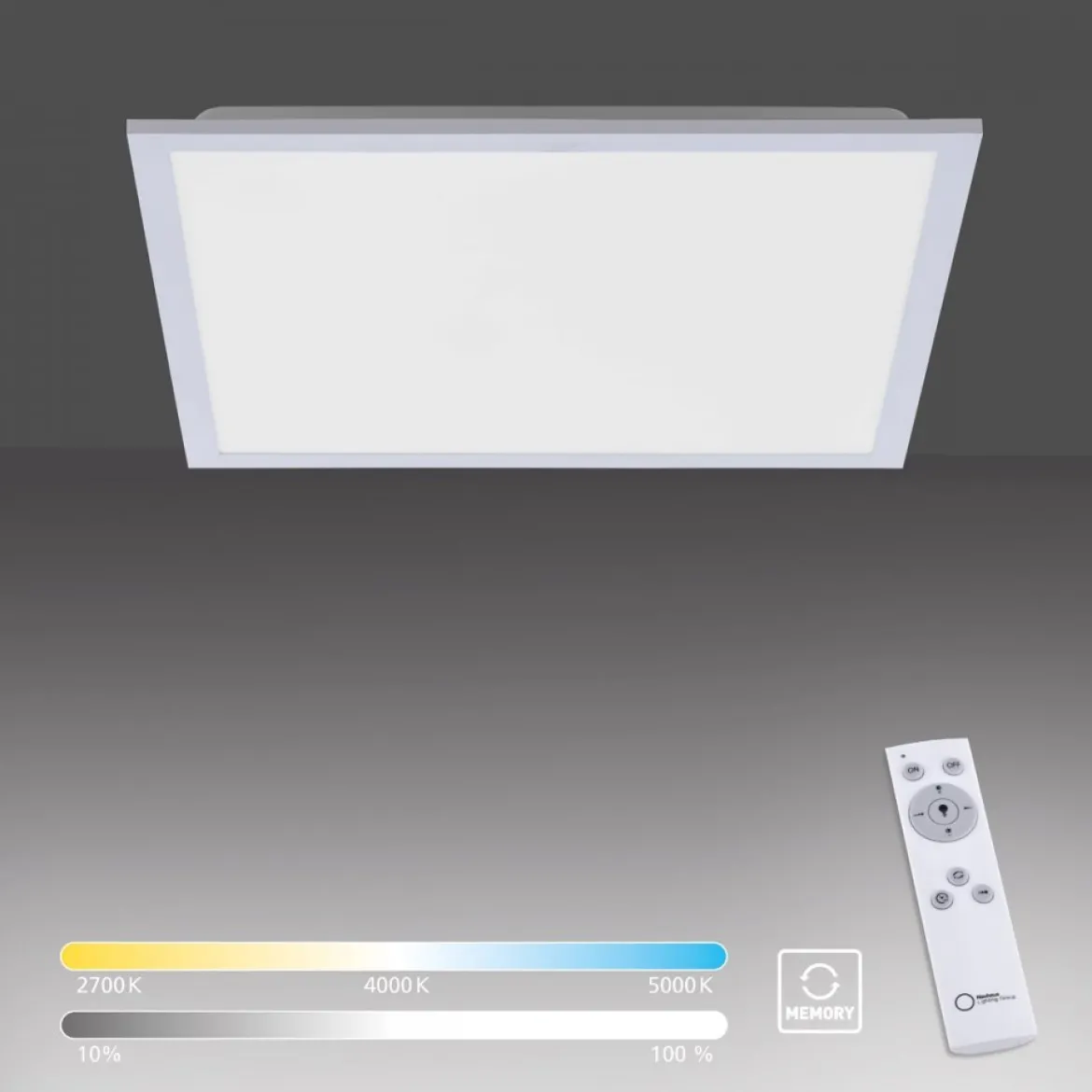 JUST LIGHT 14755-21 LED Deckenleuchte Panel FLAT silber quadratisch 445x445mm CCT