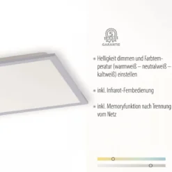 JUST LIGHT 14755-21 LED Deckenleuchte Panel FLAT silber quadratisch 445x445mm CCT