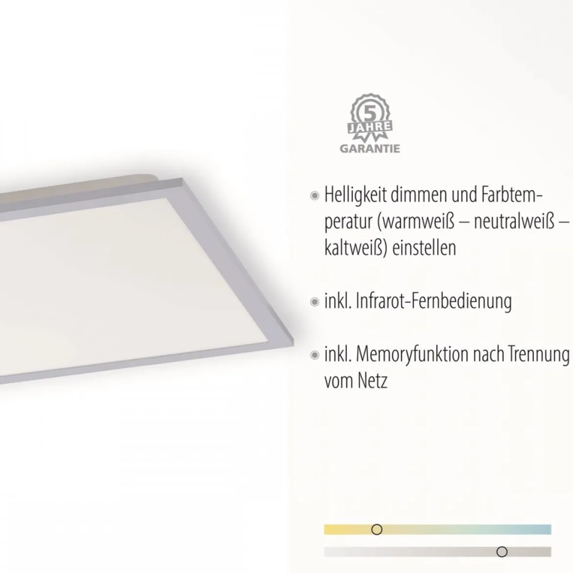 JUST LIGHT 14755-21 LED Deckenleuchte Panel FLAT silber quadratisch 445x445mm CCT
