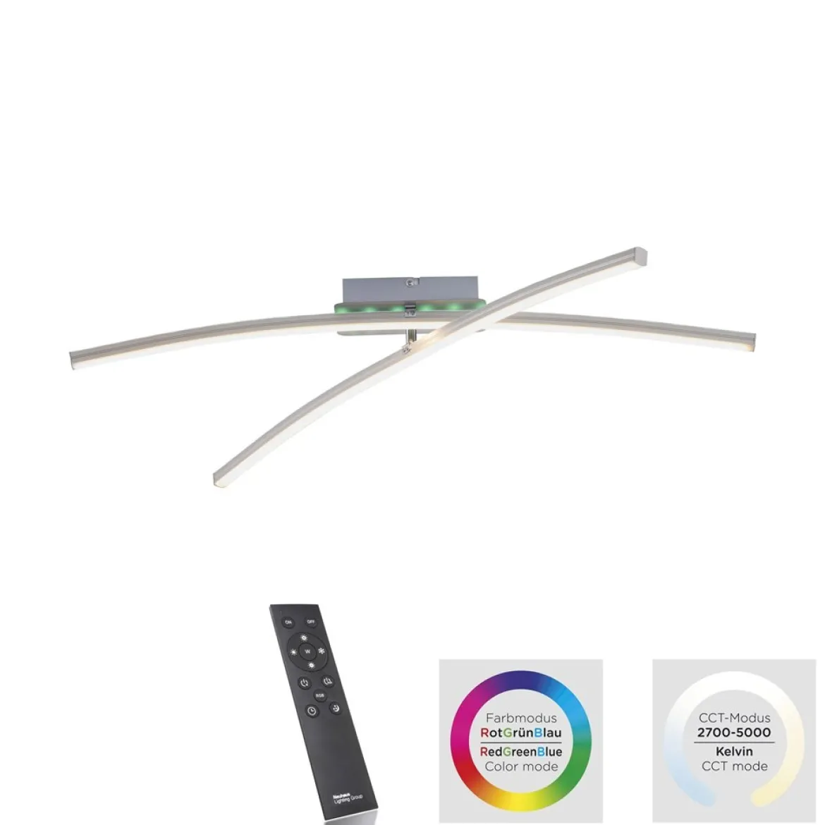 JUST LIGHT 11255-55 LED Deckenleuchte stahlfarben RGBW