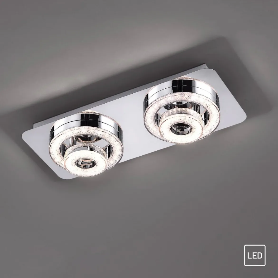 JUST LIGHT 14521-17 LED Deckenleuchte TIM 2-flammig 3000K chrom