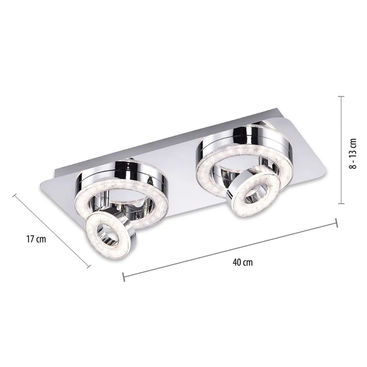 JUST LIGHT 14521-17 LED Deckenleuchte TIM 2-flammig 3000K chrom