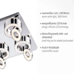 JUST LIGHT 14522-17 LED Deckenleuchte TIM 4-flammig chrom 3000K