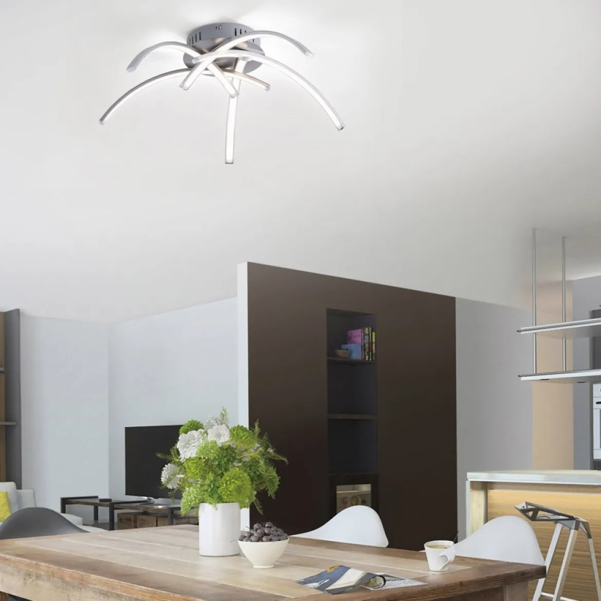 JUST LIGHT 15340-55 LED Deckenleuchte VALERIE 5-flammig stahl 3000K