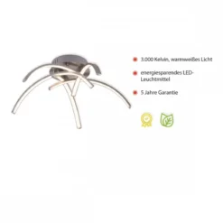 JUST LIGHT 15340-55 LED Deckenleuchte VALERIE 5-flammig stahl 3000K