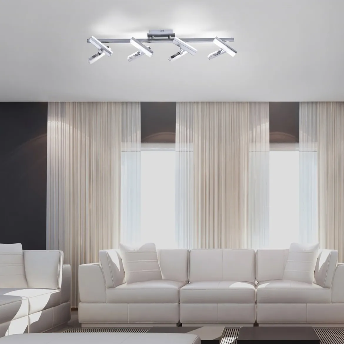 JUST LIGHT 11278-55 LED-Deckenleuchte 8-flammig drehbare Leuchtenköpfe stahlfarben