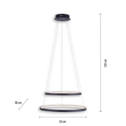 JUST LIGHT 11525-13 LED Pendelleuchte Circle 2 Ringe 50cm 3000K SimplyDim Anthrazit