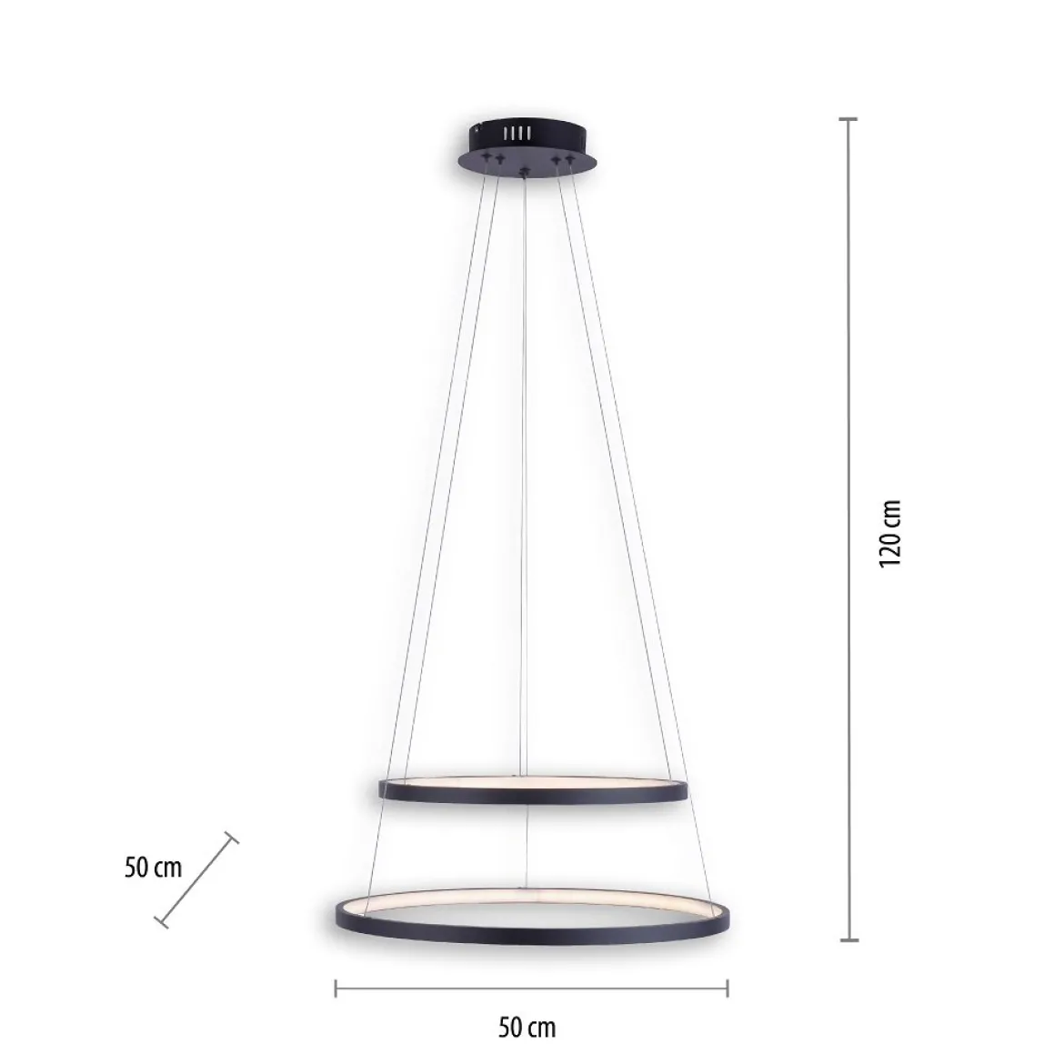 JUST LIGHT 11525-13 LED Pendelleuchte Circle 2 Ringe 50cm 3000K SimplyDim Anthrazit