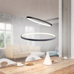 JUST LIGHT 11525-13 LED Pendelleuchte Circle 2 Ringe 50cm 3000K SimplyDim Anthrazit