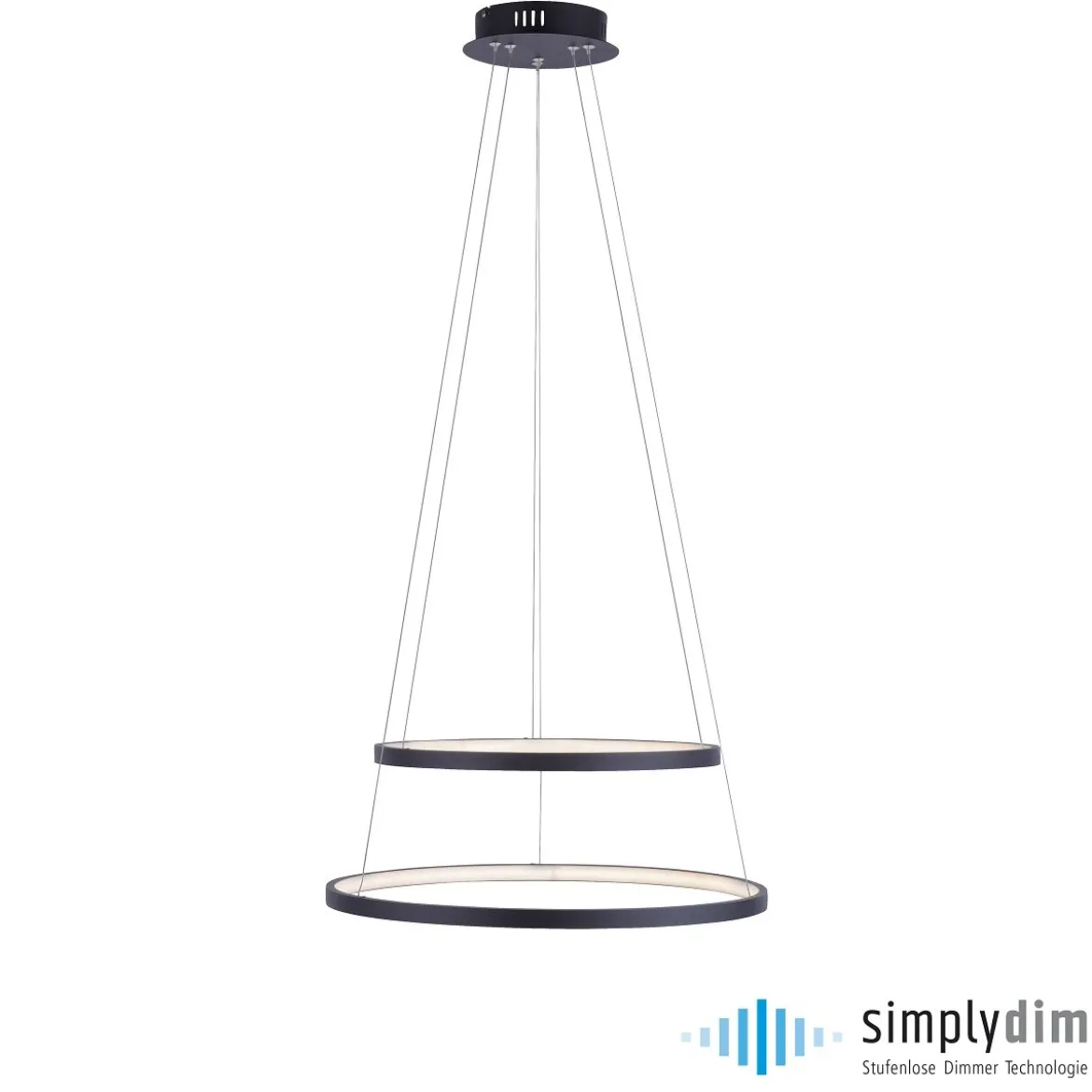 JUST LIGHT 11525-13 LED Pendelleuchte Circle 2 Ringe 50cm 3000K SimplyDim Anthrazit